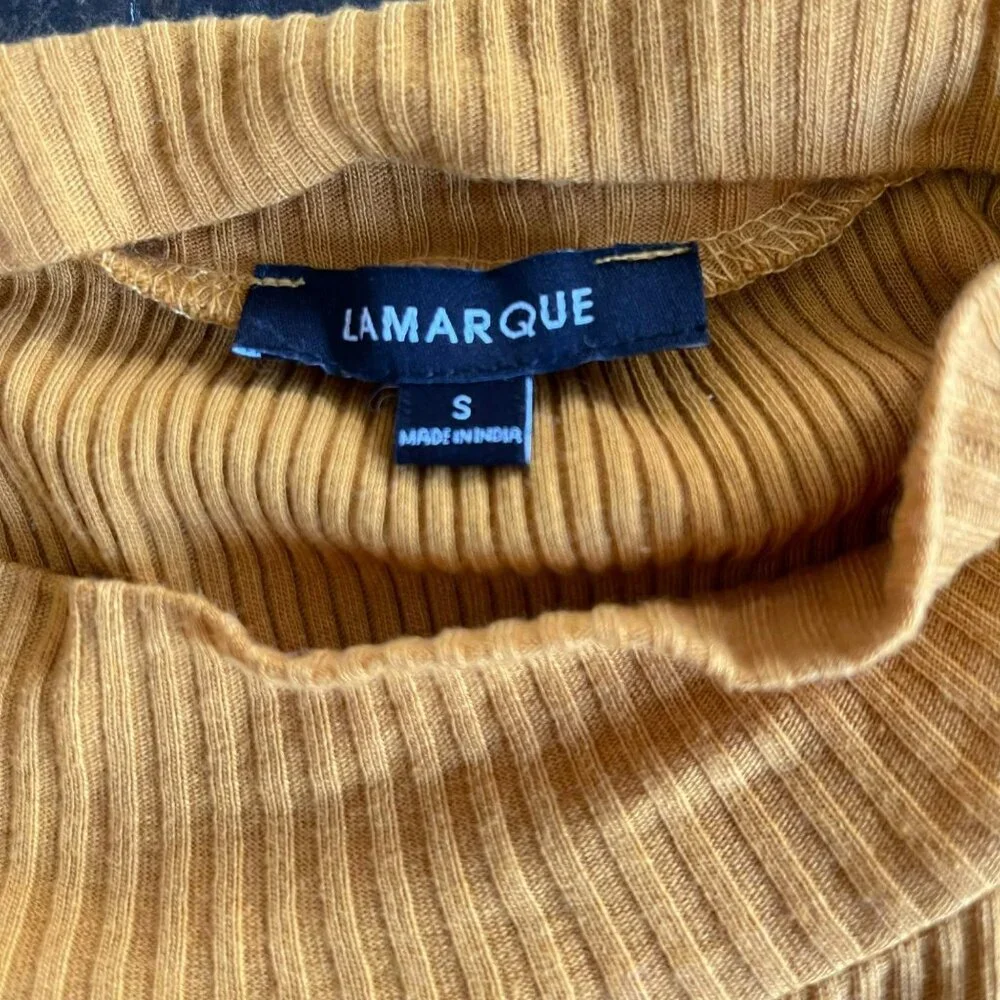 Lamarque Revolve Mustard Long Sleeve Ribbed Bodysuit Small NEW Small - Picture 3 of 4